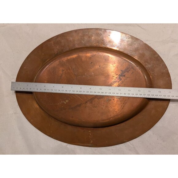 Vintage Sheffield Copper & Pewter Oval Platter 17 inch Colonial - Picture 15 of 16